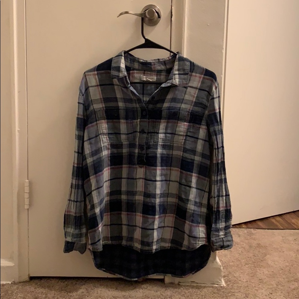 Plaid oversized long sleeve tunic
